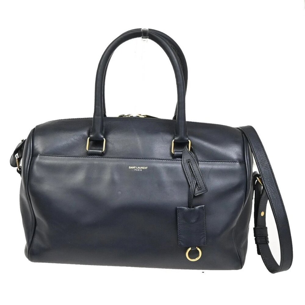 SAINT LAURENT Class Duffle 2way Shoulder Handbag Leather Blue GHW Italy 37ZA042 - Picture 1 of 16